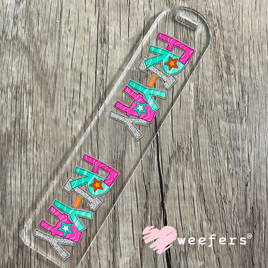Fri-Yay Orange Pink Teal UV DTF Decal Bookmark Weefers