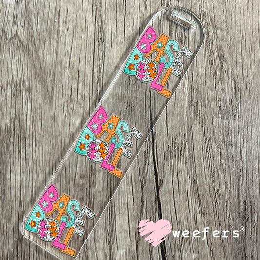 Baseball Orange Pink Teal UV DTF Decal Bookmark Weefers