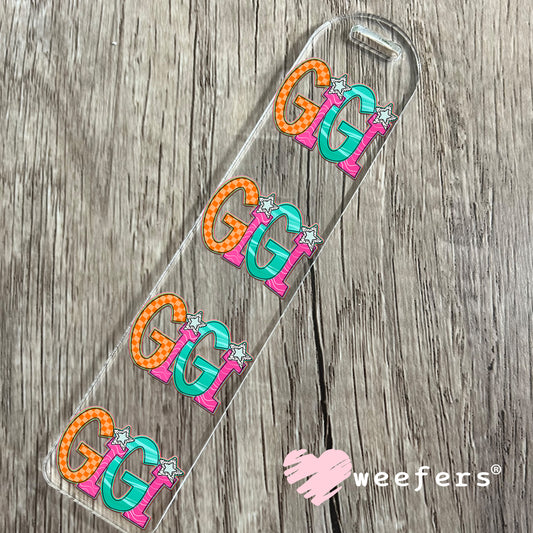 Gigi Orange Pink Teal UV DTF Decal Bookmark Weefers