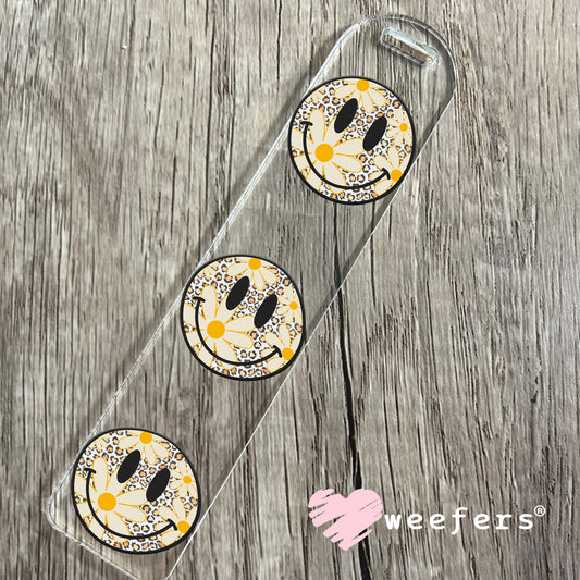 Yellow Flowers Leopard Smile Face UV DTF Decal Bookmark Weefers