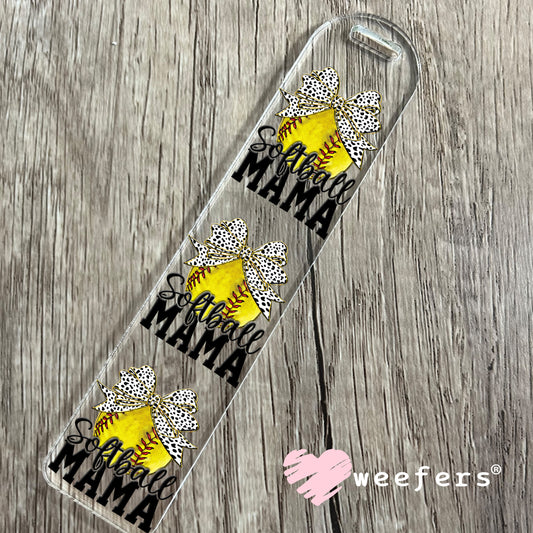 Softball Mama Dotted Bow UV DTF Decal Bookmark Weefers