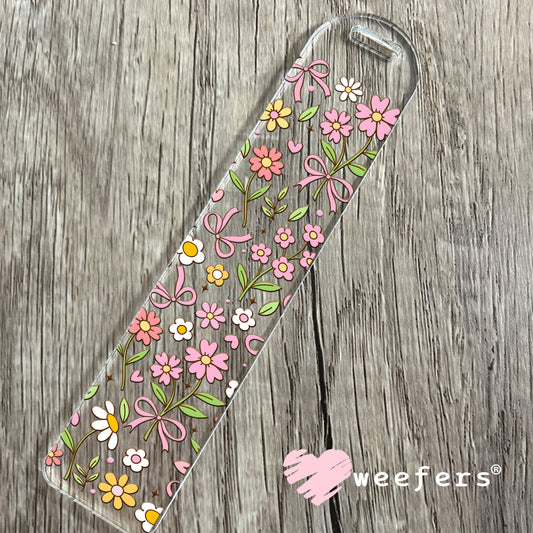 Pink and White Dainty Wild Flowers UV DTF Cup Wrap Bookmark Weefers