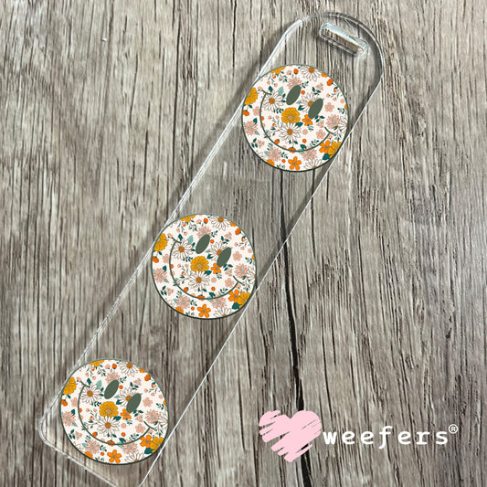 Green Orange Floral Smile Face UV DTF Decal Bookmark Weefers