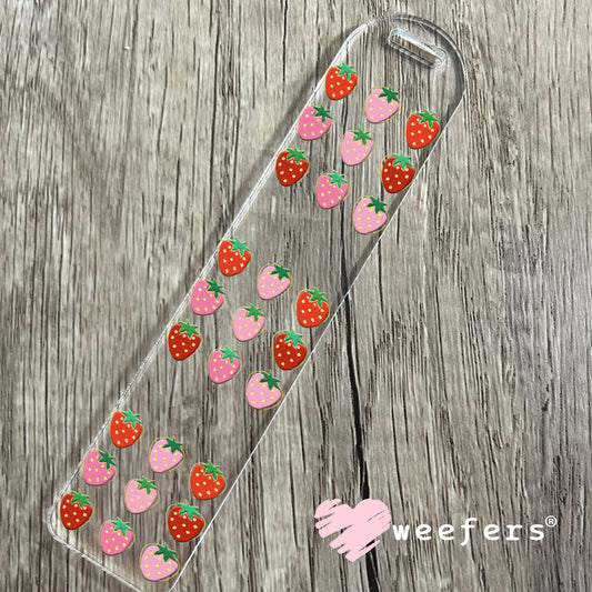 Pink and Red Strawberries UV DTF Decal Bookmark Weefers