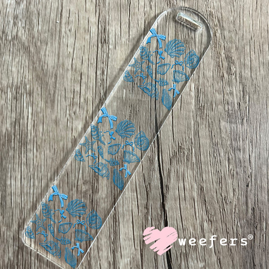 Blue Seashells and Bow UV DTF Decal Bookmark Weefers