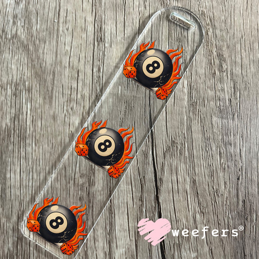 Fire Flame Eight Ball UV DTF Decal Bookmark Weefers