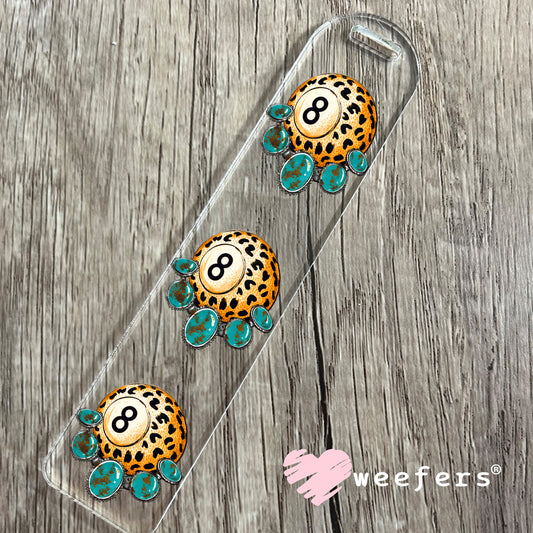 Leopard Eightball Turquoise UV DTF Decal Bookmark Weefers