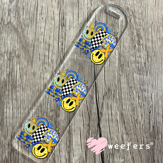 Retro Down Syndrome Lightening Bolt UV DTF Decal Bookmark Weefers