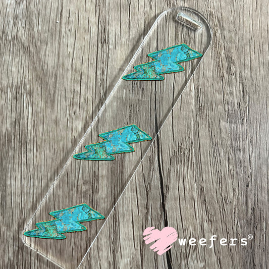 Turquoise Lightening Bolt UV DTF Decal Bookmark Weefers