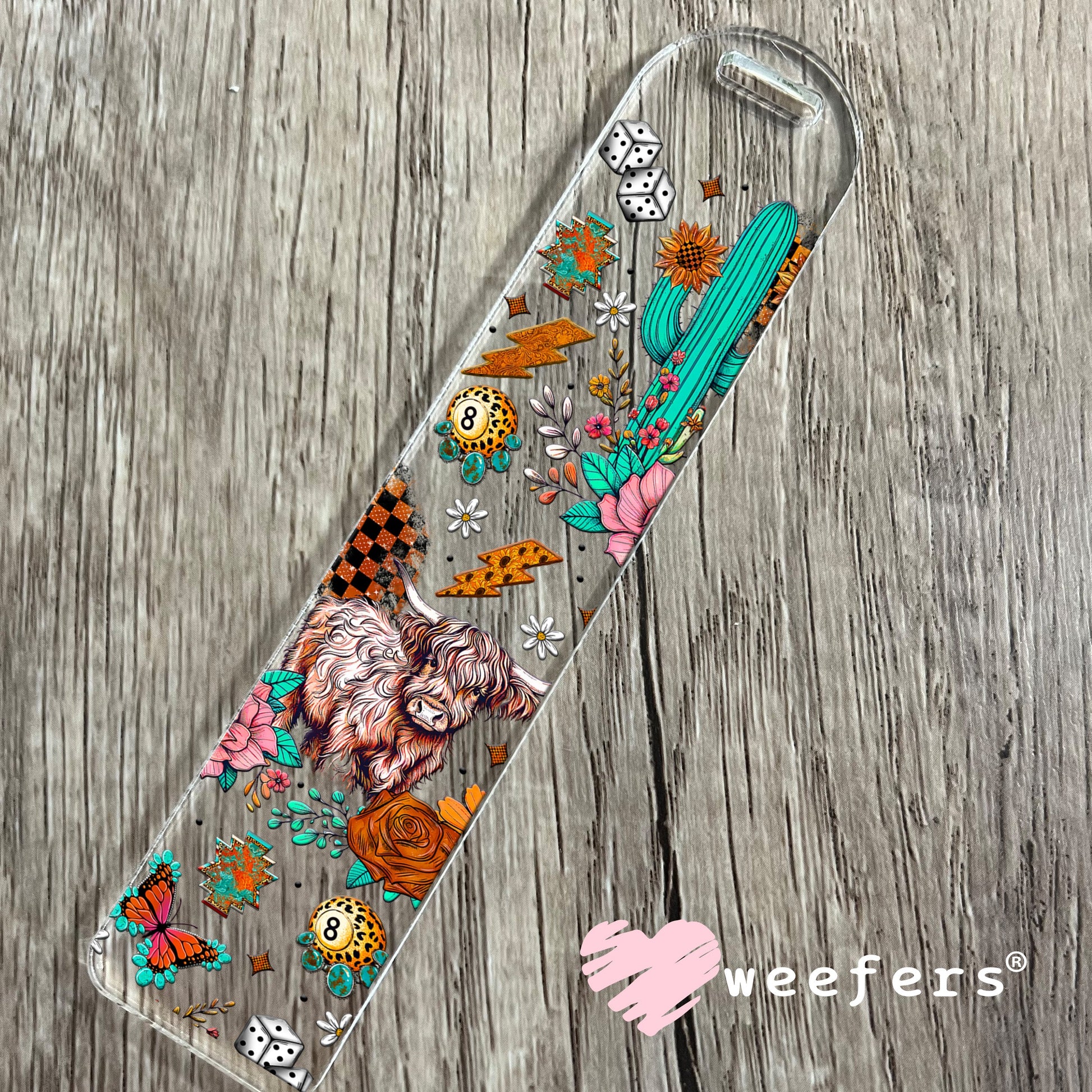 Highlander Leopard Eight Ball Rust Roses UV DTF Cup Wrap - Weefers Exclusive Wrap Bookmark Weefers