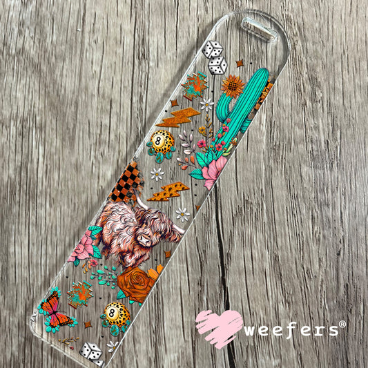 Highlander Leopard Eight Ball Rust Roses UV DTF Cup Wrap - Weefers® Exclusive Bookmark Weefers