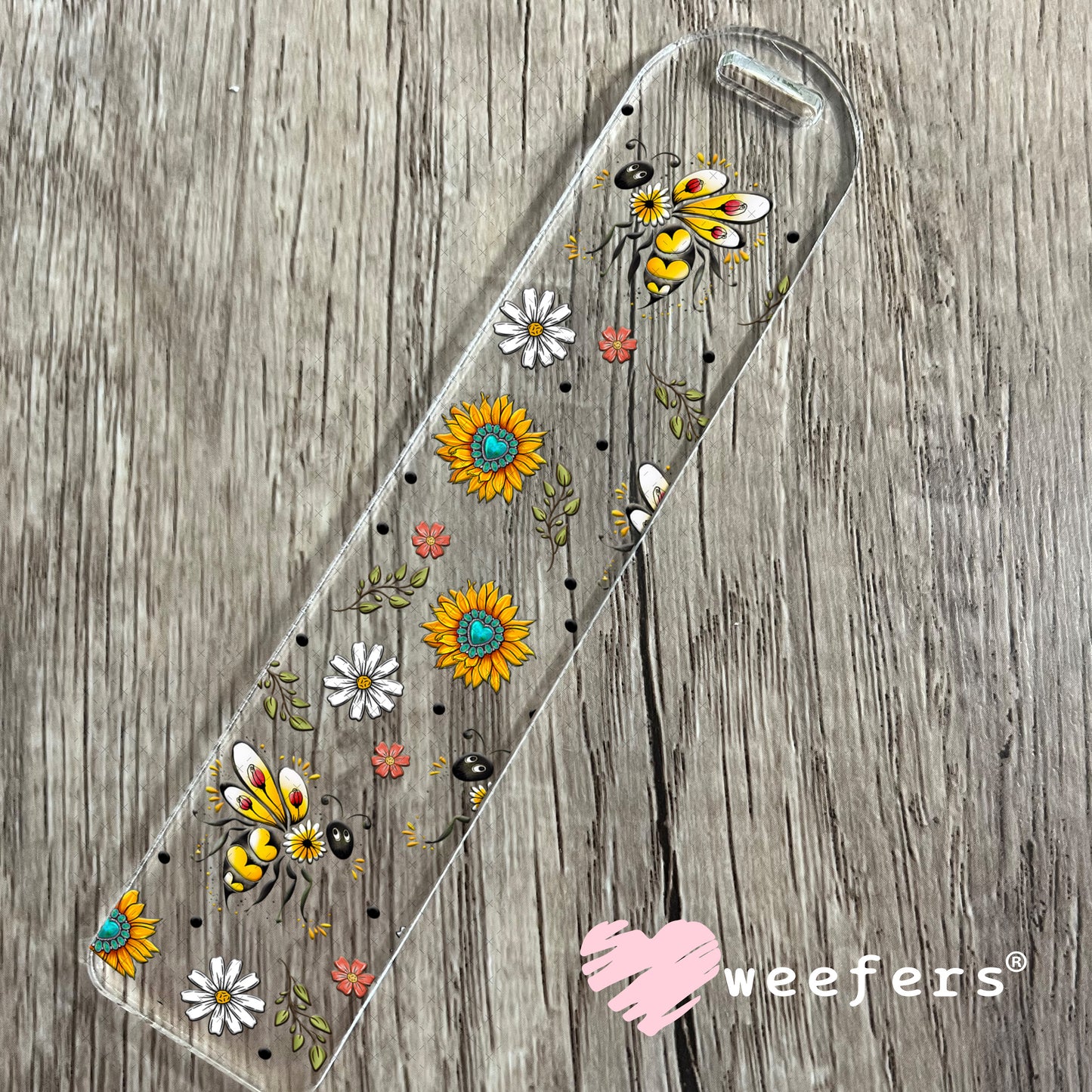 Fancy Flower Bees UV DTF Cup Wrap - Weefers Exclusive Wrap Bookmark Weefers