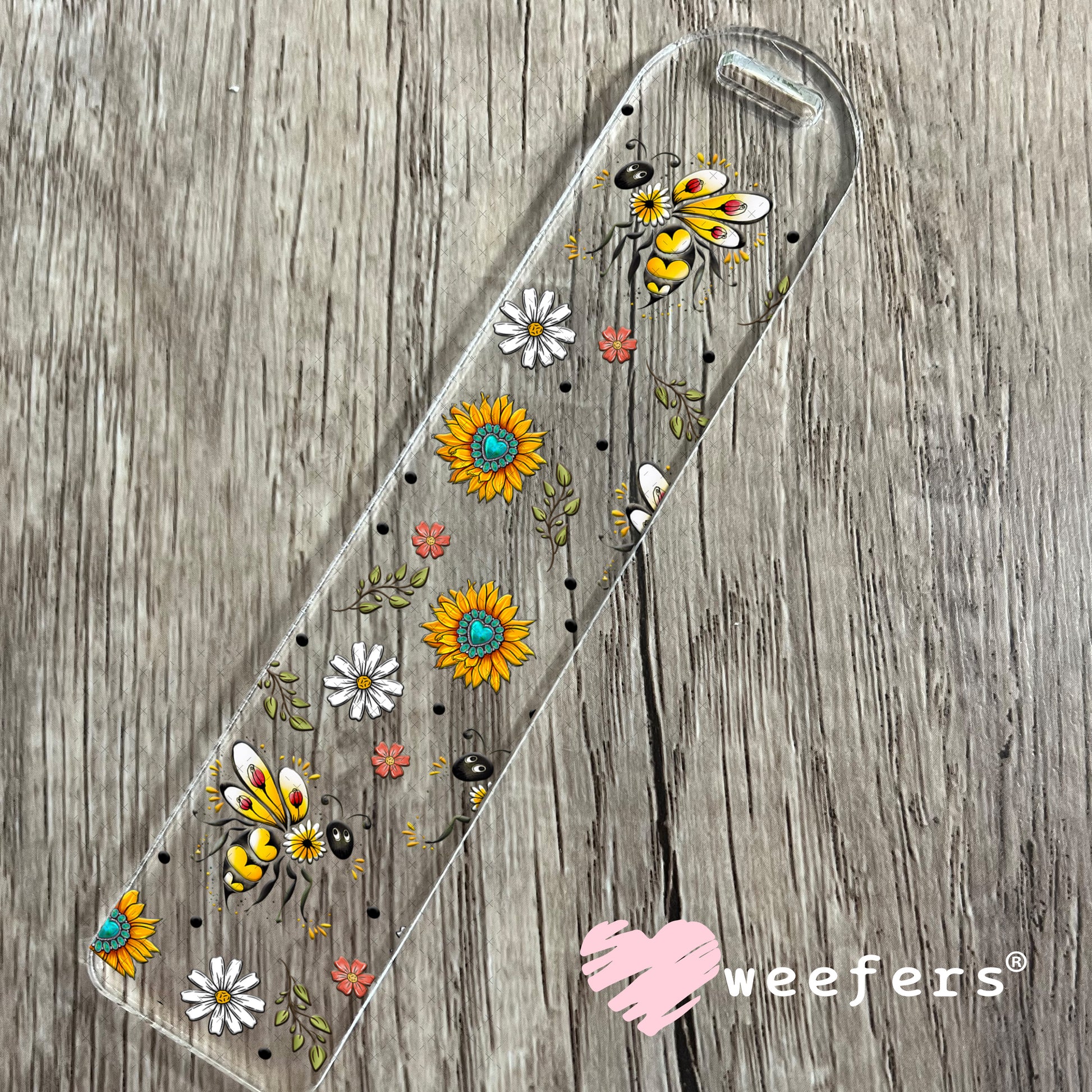 Fancy Flower Bees UV DTF Cup Wrap - Weefers Exclusive Wrap Bookmark Weefers