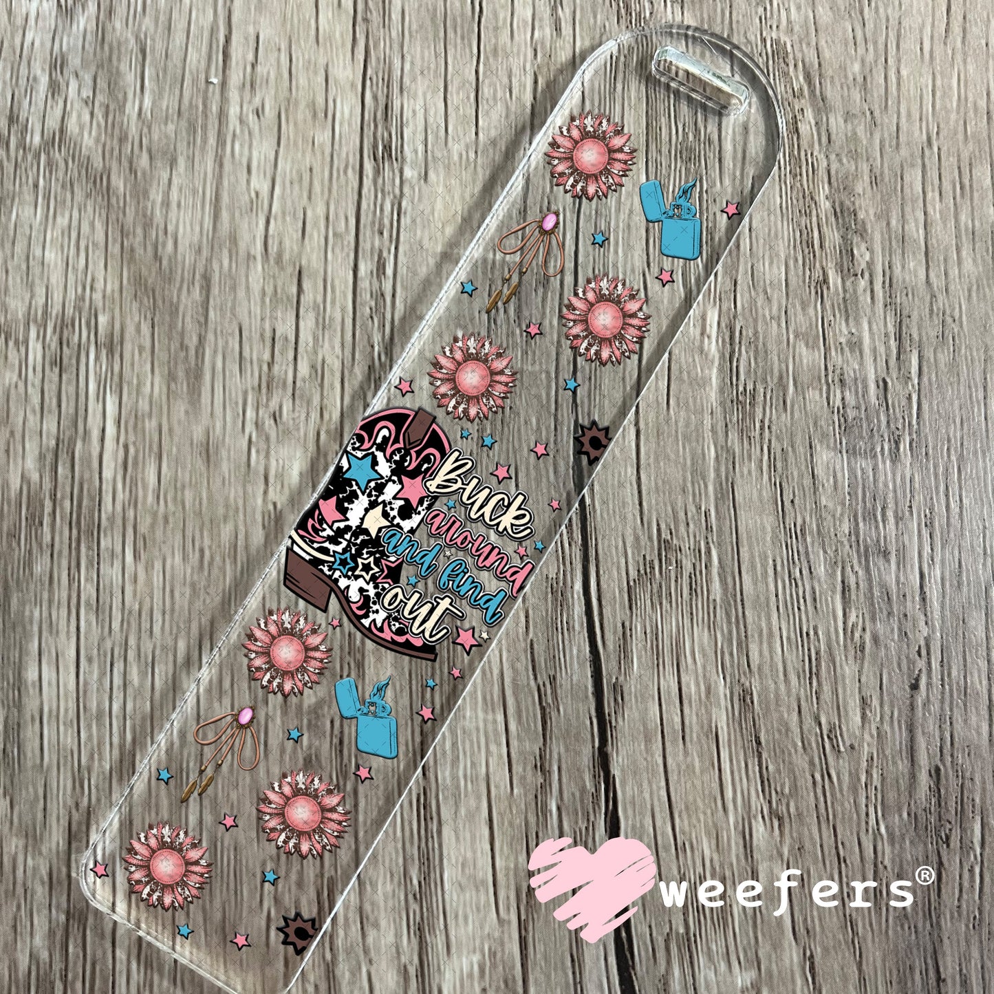 Buck around and Find Out Pink and Blue UV DTF Cup Wrap - Weefers Exclusive Wrap Bookmark Weefers