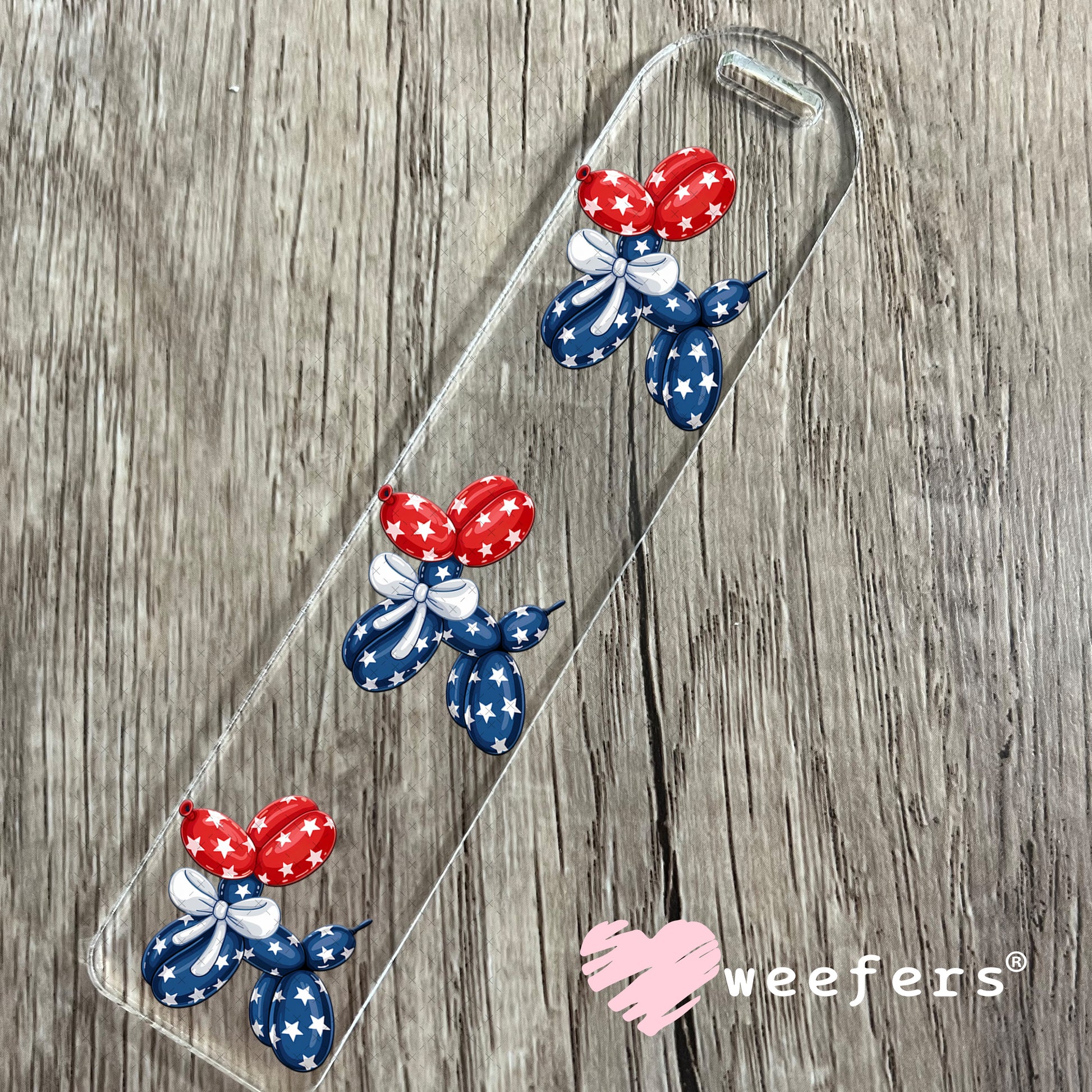 USA Patriotic Balloon Dog UV DTF Decal Bookmark Weefers