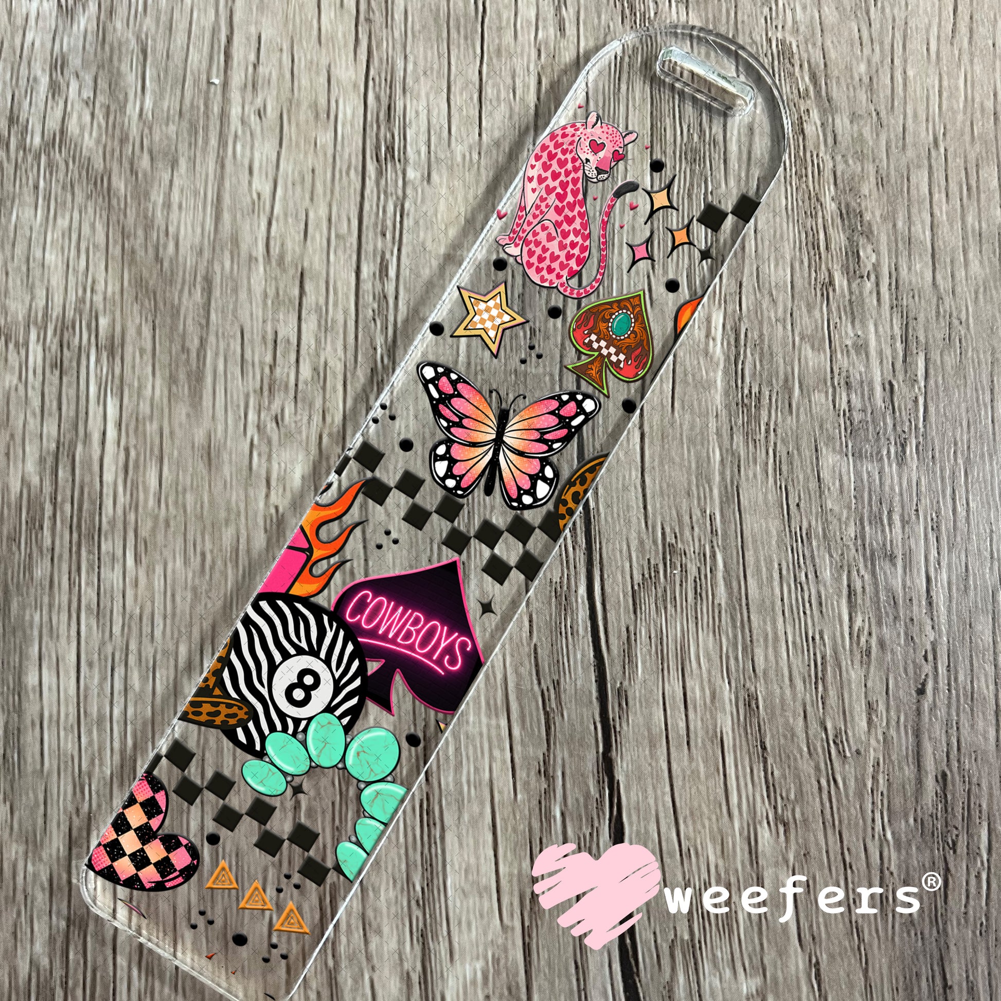 Neon Pink Cowboys UV DTF Cup Wrap - Weefers Exclusive Wrap Bookmark Weefers