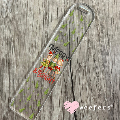 Merry & Bright Retro Christmas UV DTF Bookmark Decal