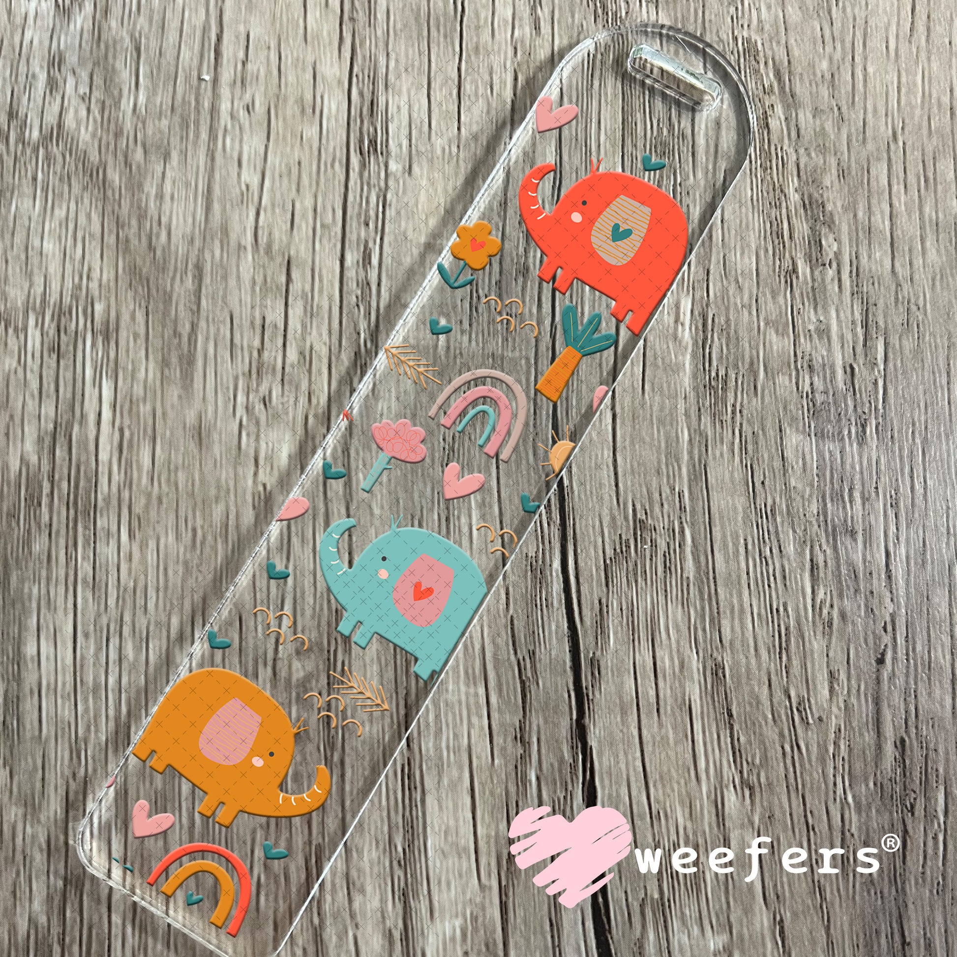 Whimsical Elephants and Rainbows UV DTF Cup Wrap - Weefers Exclusive Wrap Bookmark Weefers