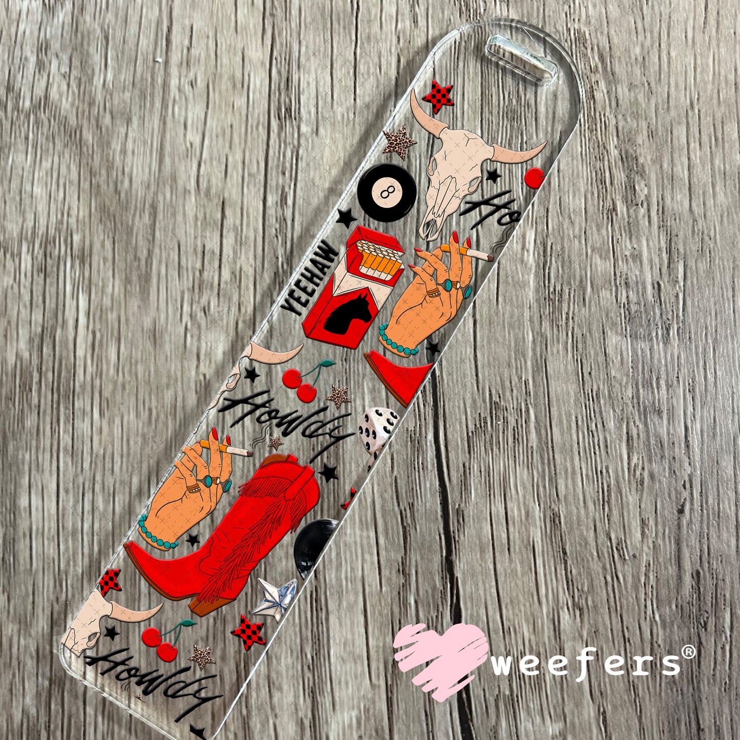 Howdy Red Boots UV DTF Cup Wrap - Weefers Exclusive Wrap Bookmark Weefers