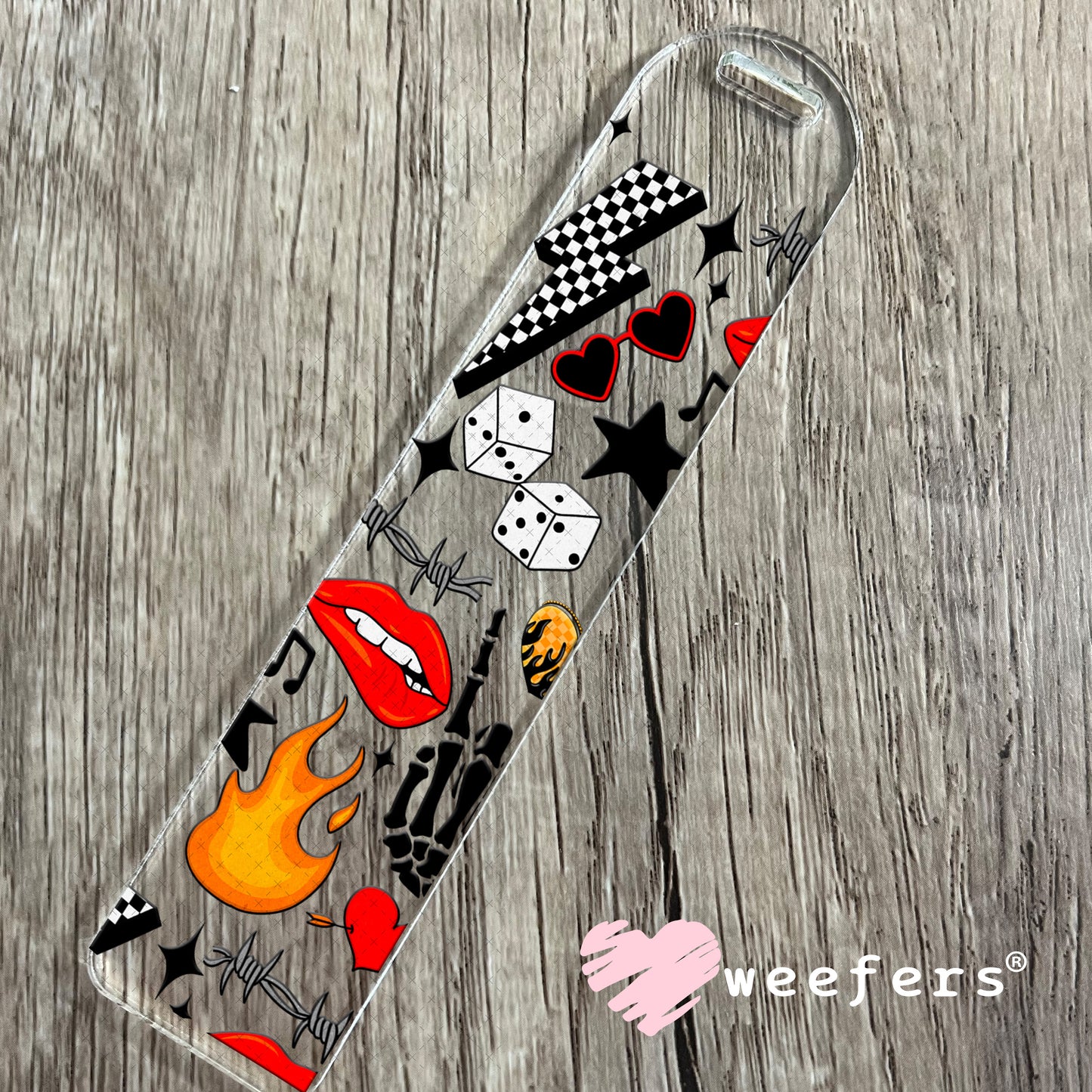 Rock and Roll Red Lip Bite UV DTF Cup Wrap - Weefers Exclusive Wrap Bookmark Weefers