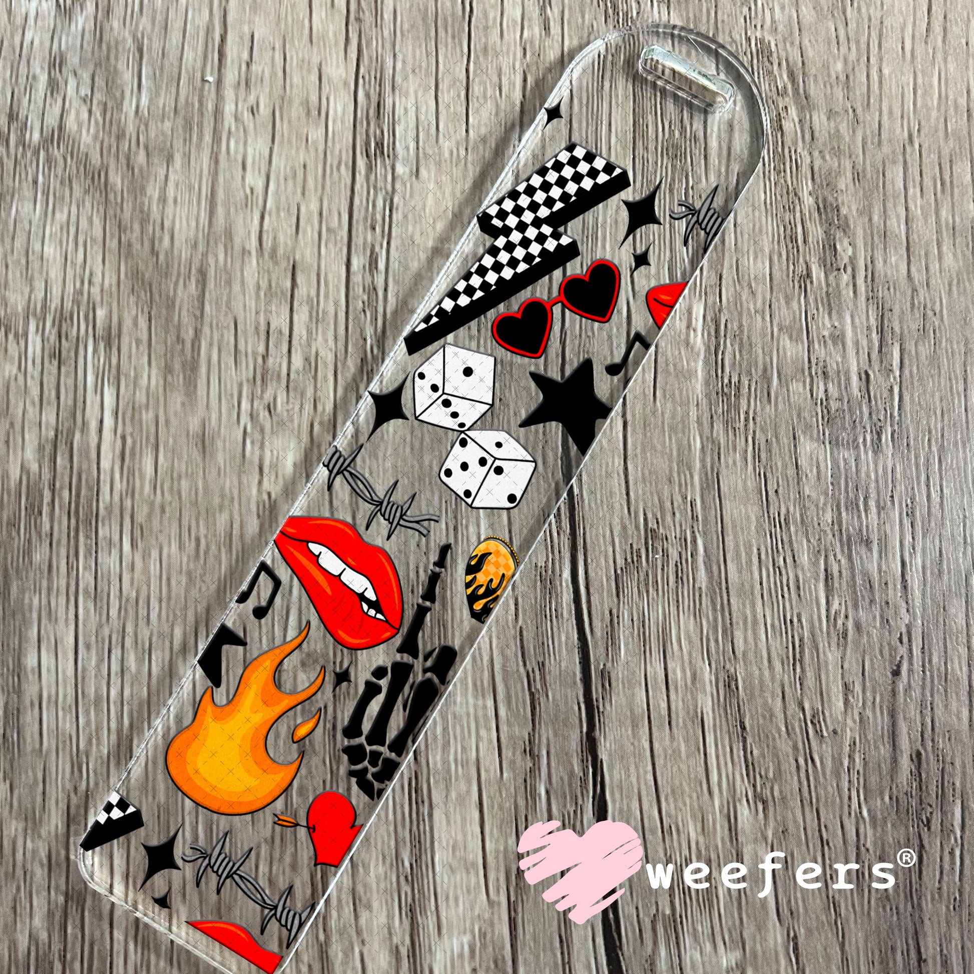 Rock and Roll Red Lip Bite UV DTF Cup Wrap - Weefers Exclusive Wrap Bookmark Weefers