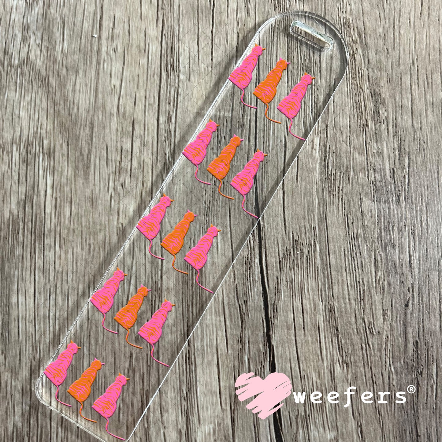 Pink and Orange Tigers UV DTF Decal Bookmark Weefers
