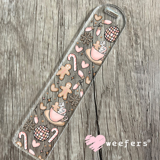 Gingerbread Pink Party Christmas UV DTF Bookmark Decal