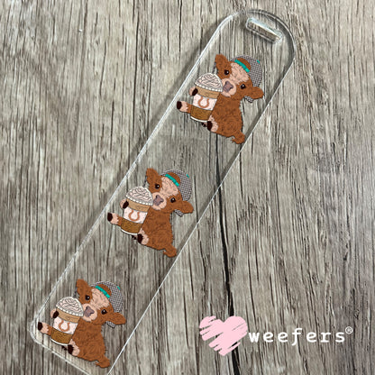 Baby Highlander Cow Coffee Checkered Black Cap UV DTF Decal Bookmark Weefers