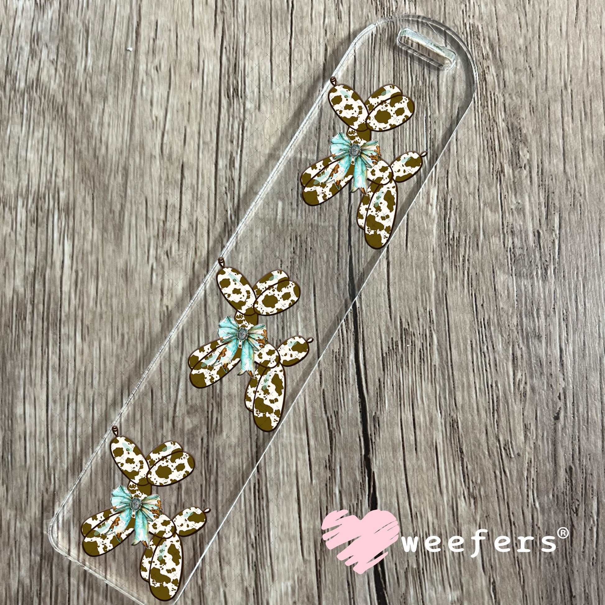Brown Cow Print Balloon Dog UV DTF Decal Bookmark Weefers