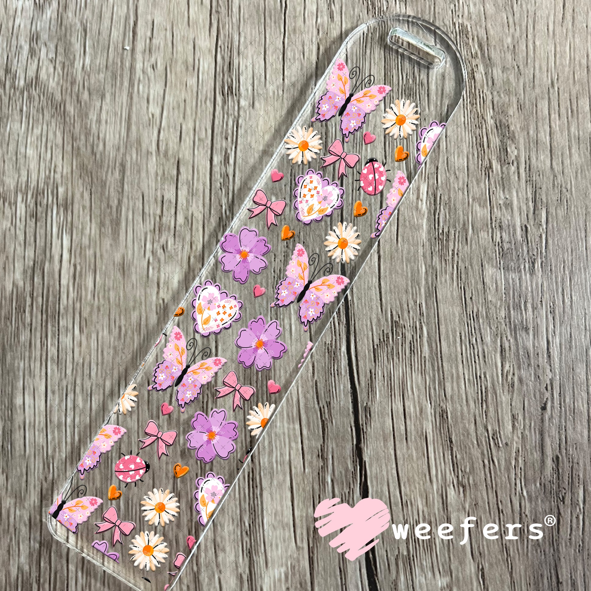 Purple Butterflies and Cream Flowers UV DTF Cup Wrap Bookmark Weefers
