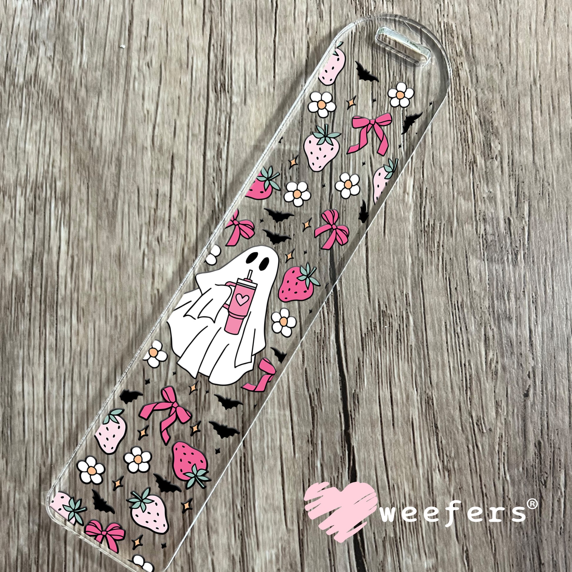 Coquette Strawberry Ghost UV DTF Bookmark Decal