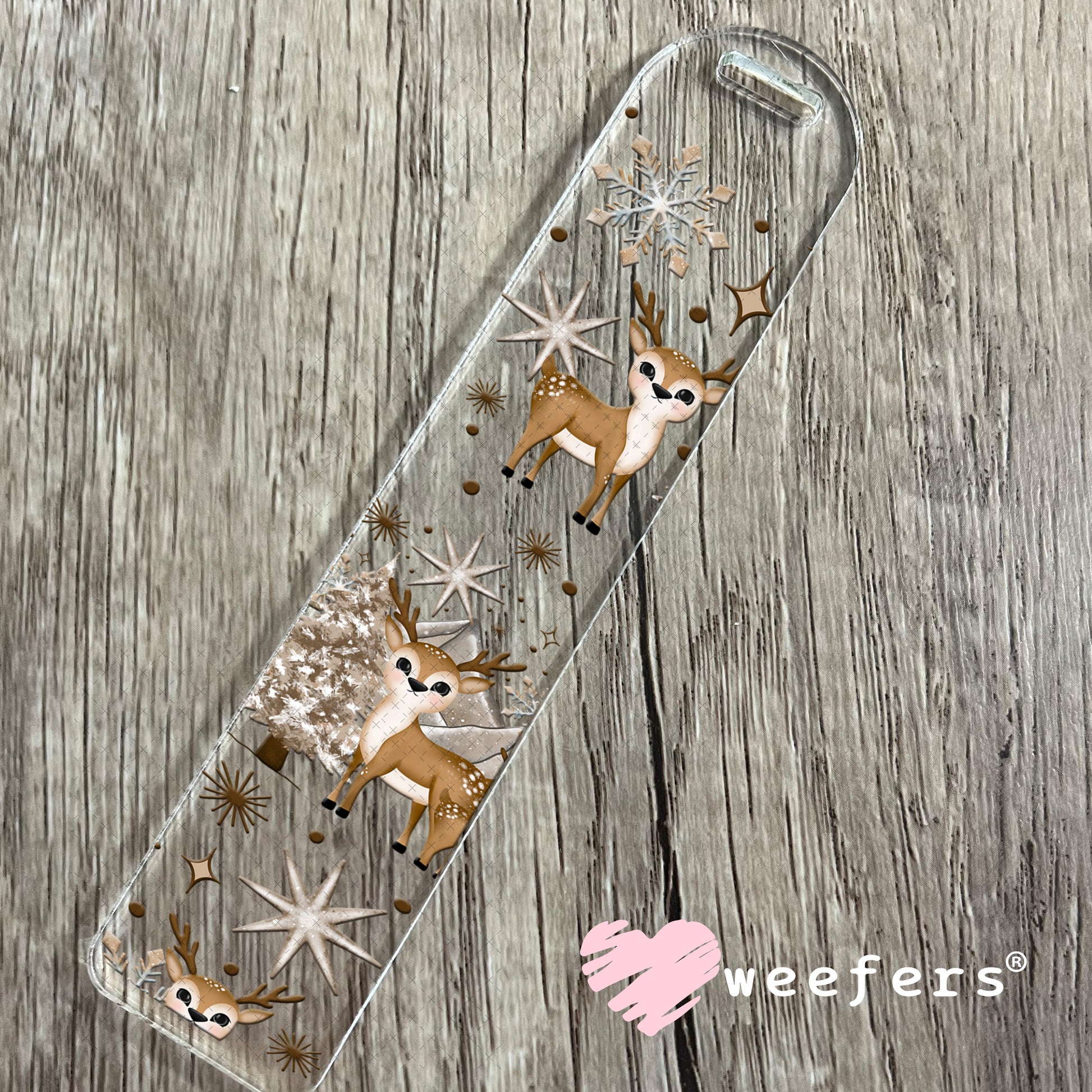 Brown Reindeer Christmas UV DTF Cup Wrap Bookmark Weefers