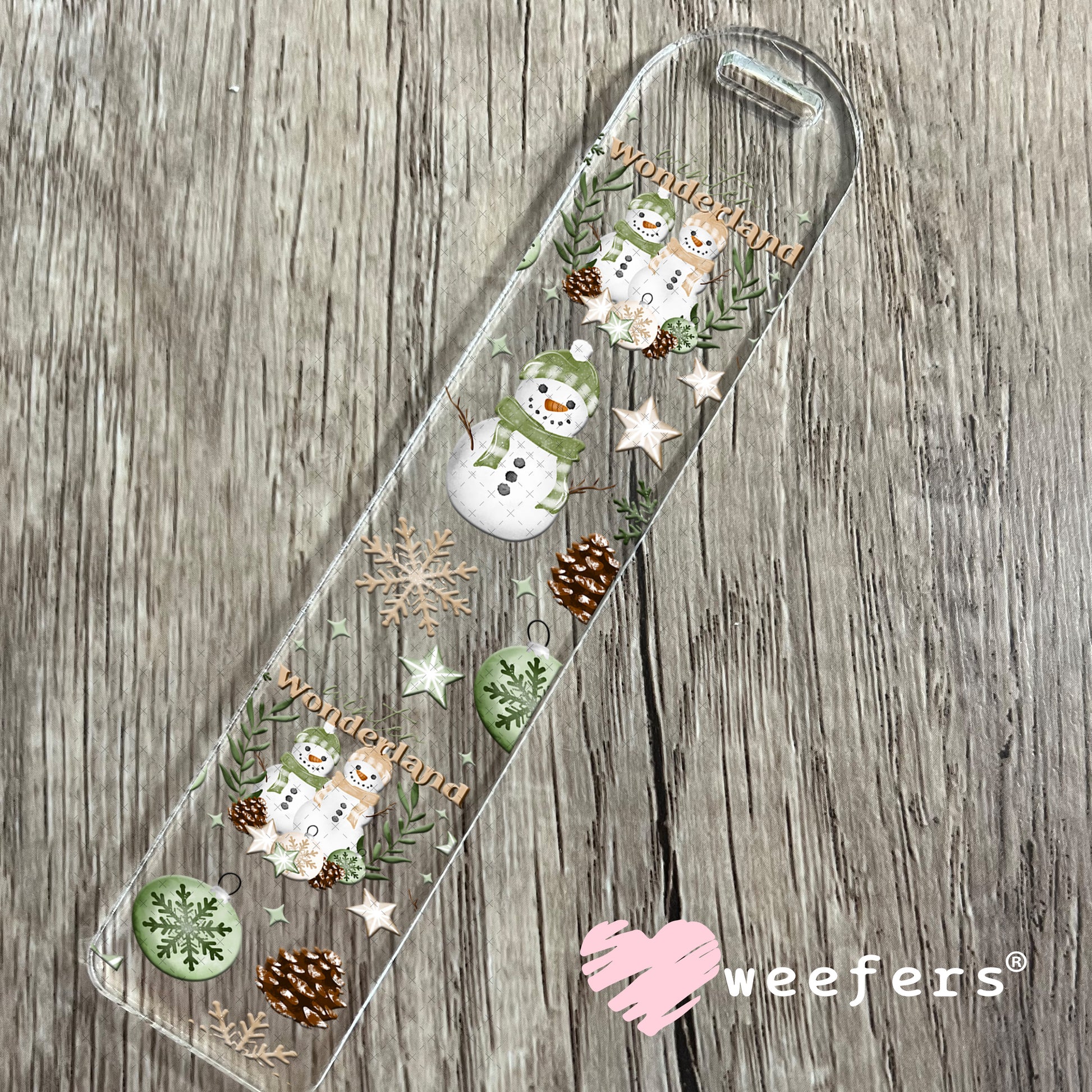 Wonderland Green Snowmen Christmas UV DTF Cup Wrap Bookmark Weefers