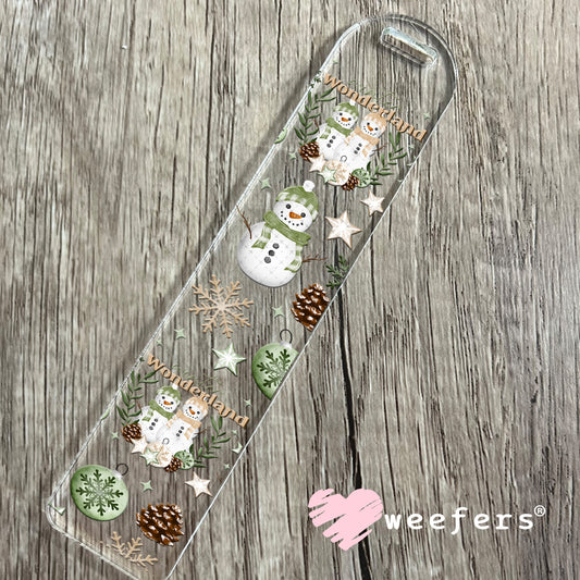Wonderland Green Snowmen Christmas UV DTF Cup Wrap Bookmark Weefers
