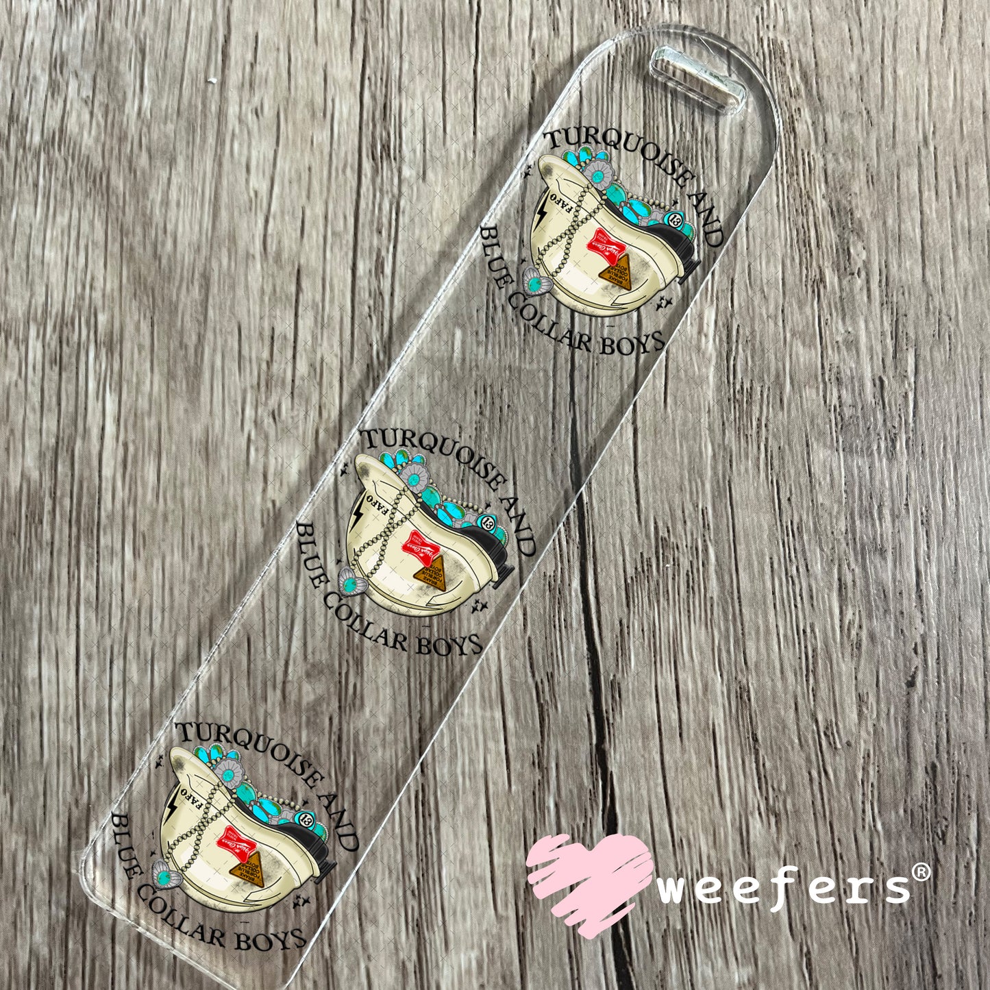 Turquoise and Blue Collar Boys UV DTF Decal Bookmark Weefers