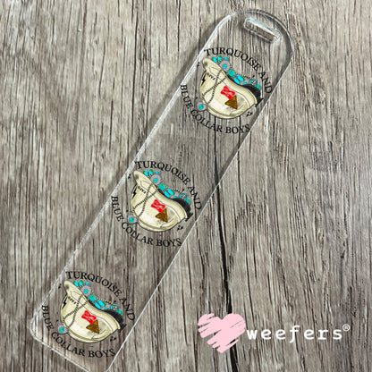 Turquoise and Blue Collar Boys UV DTF Decal Bookmark Weefers