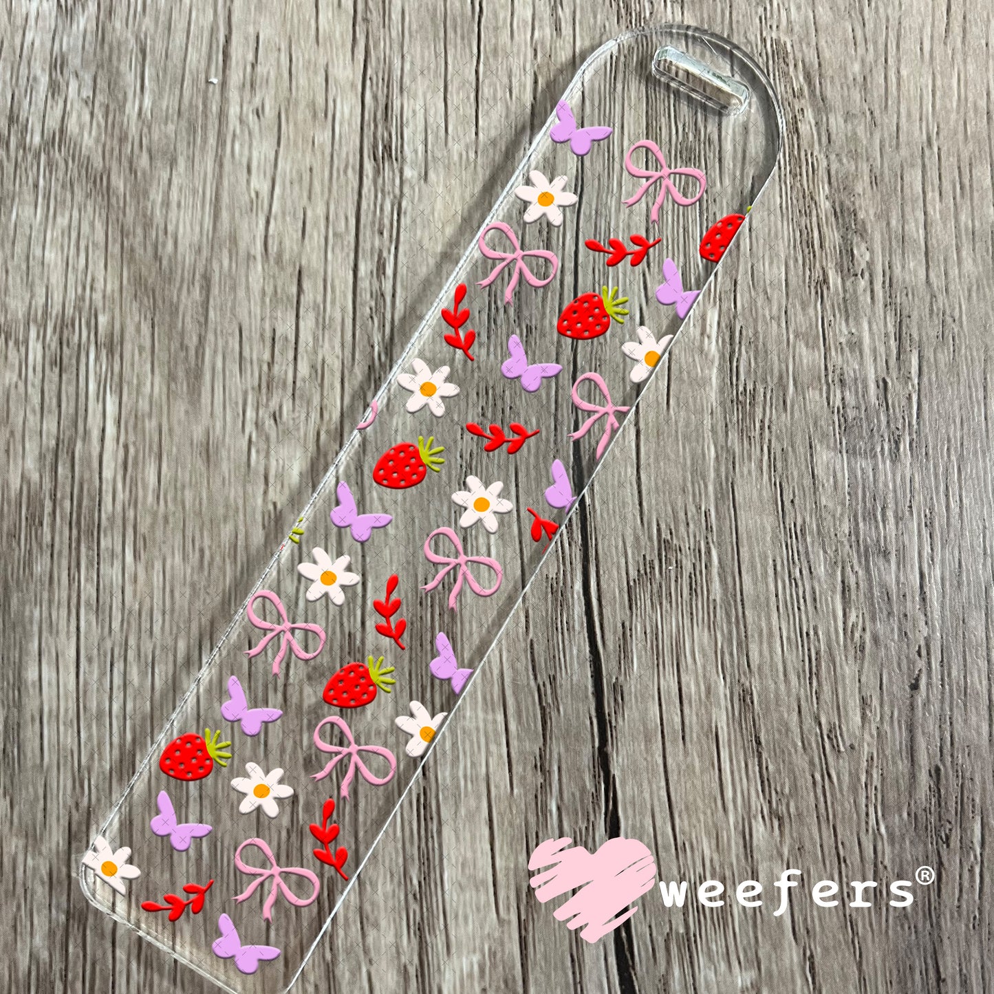 Strawberries and Bows UV DTF Cup Wrap Bookmark Weefers