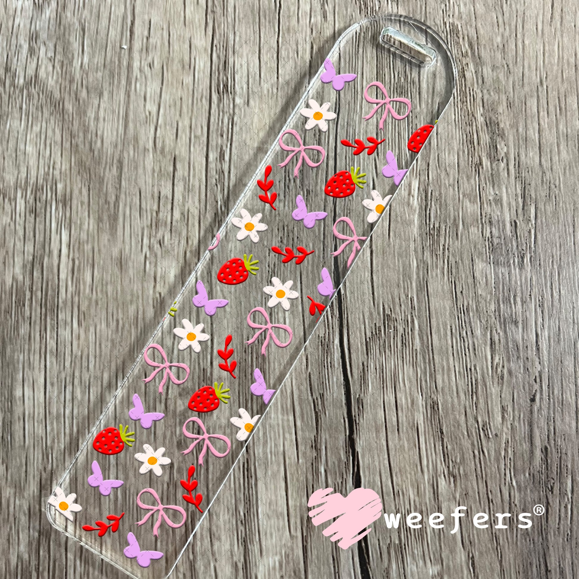 Strawberries and Bows UV DTF Cup Wrap Bookmark Weefers