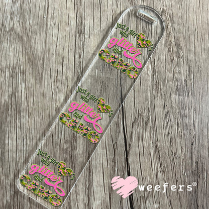 Just a Girl Who Love's Glitter and Camo UV DTF Decal Bookmark Weefers