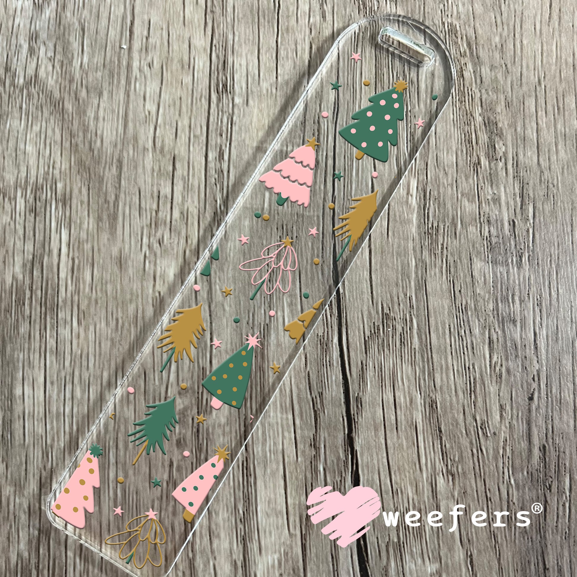 Pastel Christmas Trees UV DTF Bookmark Decal