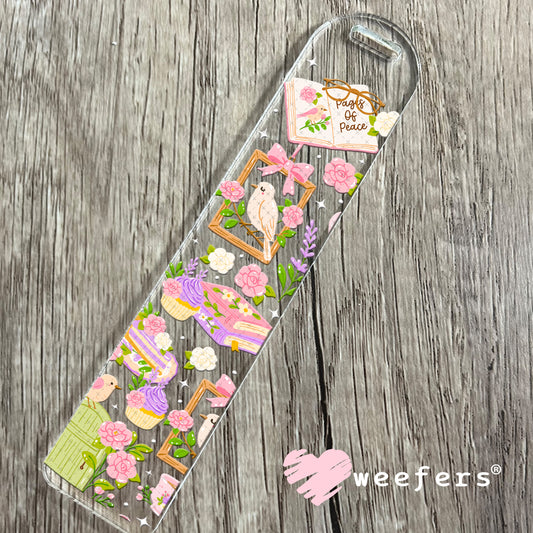 Cottagecore Pink Green Tea Time UV DTF Cup Wrap Bookmark Weefers