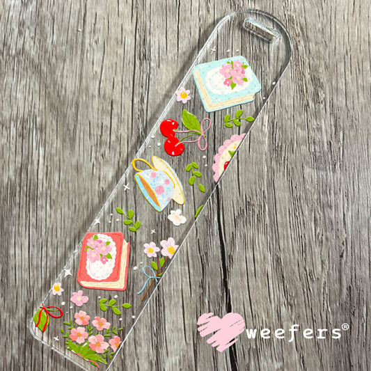 Red Cherries Books and Tea Cottagecore UV DTF Cup Wrap Bookmark Weefers