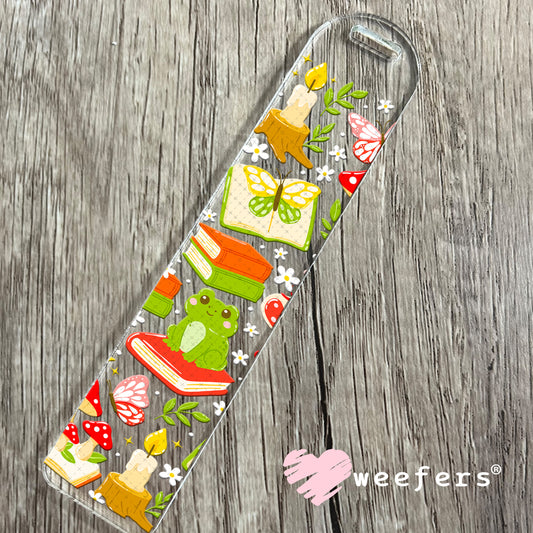 Frog Books and Red Mushrooms Cottagecore UV DTF Cup Wrap Bookmark Weefers