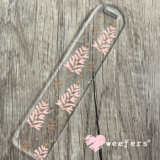 Blushing Pink Christmas Trees UV DTF Bookmark Decal