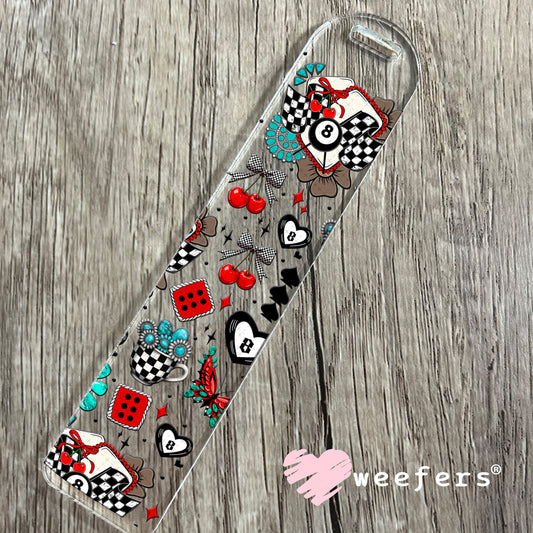 Race Day Heart Eightball Red Black UV DTF Cup Wrap - Weefers Exclusive Wrap Bookmark Weefers