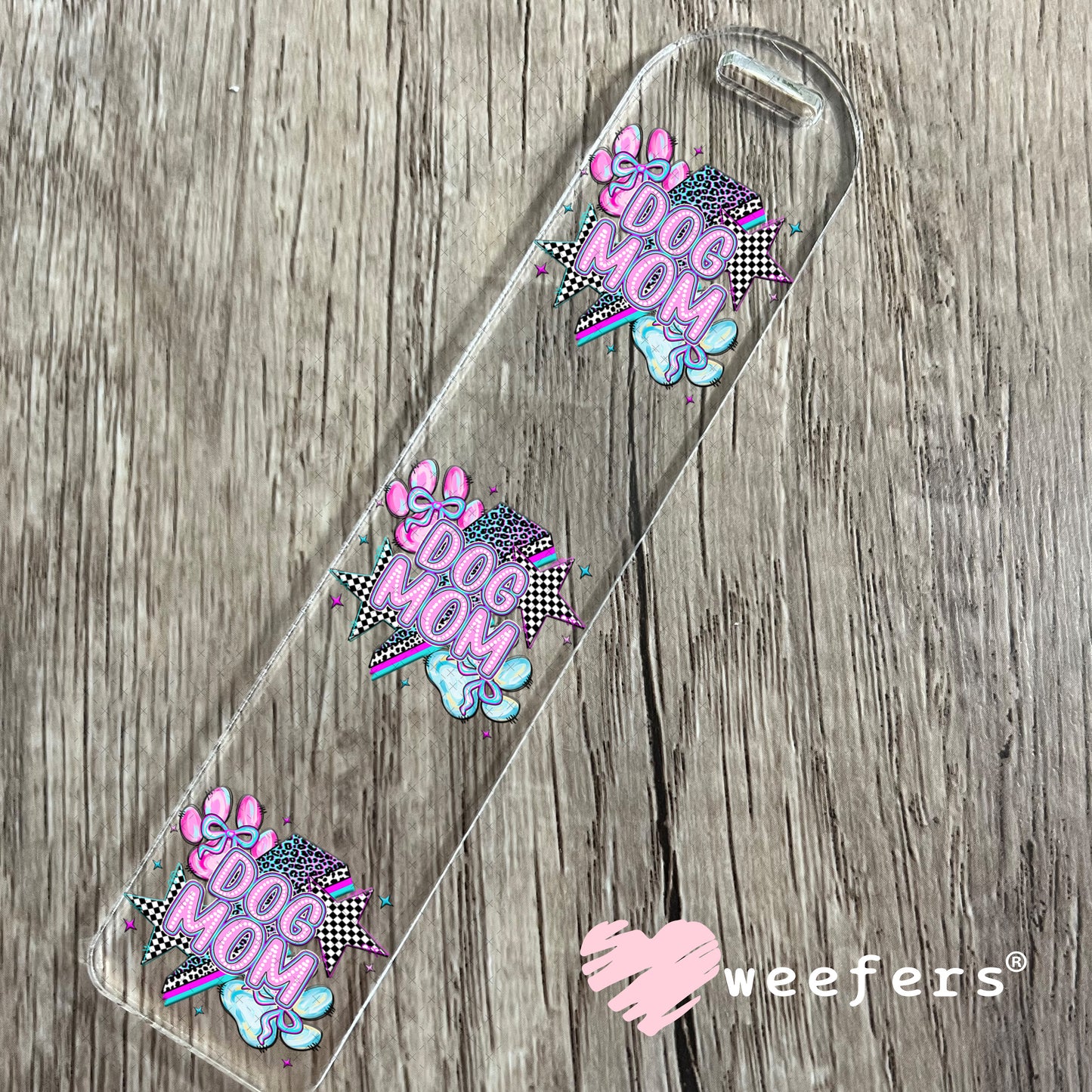 Dog Mom Purple Blue Lightening Bolt UV DTF Decal Bookmark Weefers