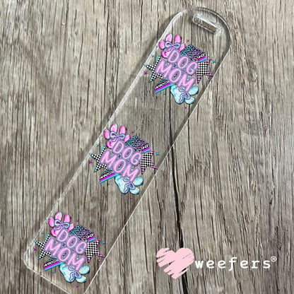 Dog Mom Purple Blue Lightening Bolt UV DTF Decal Bookmark Weefers
