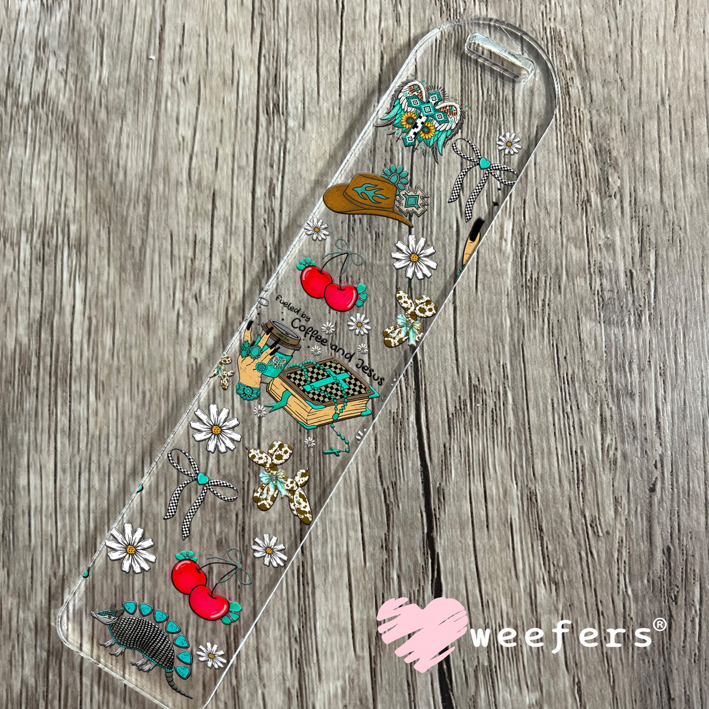 Fueled by Coffee and Jesus UV DTF Cup Wrap - Weefers Exclusive Bookmark Weefers