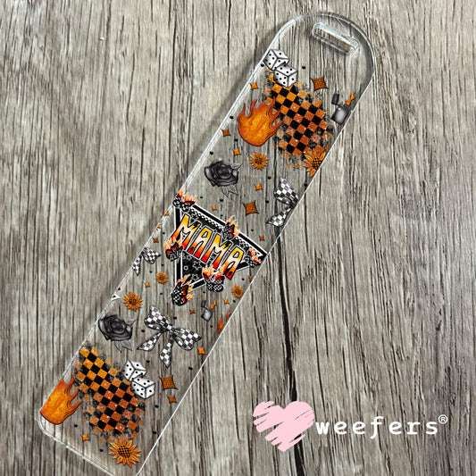 Mama Flames Checkered UV DTF Cup Wrap - Weefers® Exclusive Bookmark Weefers