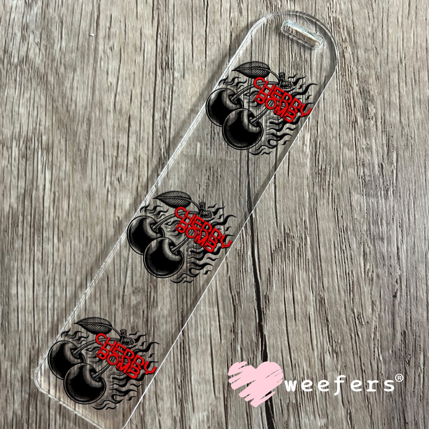 Cherry Bomb Black and Red UV DTF Decal Bookmark Weefers